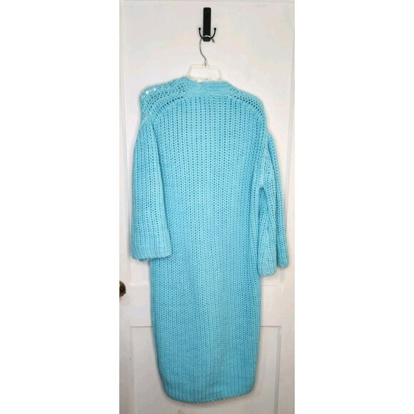 NWT FREE PEOPLE Offside Longline Cardigan Size Small Crystal Seas Blue Knit - Picture 2 of 6